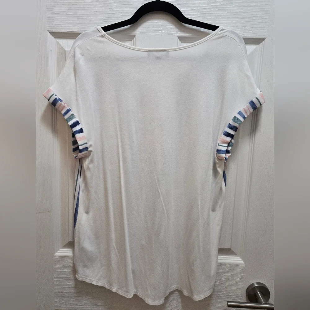Fortune & Ivy Striped V-Neck Tie-Front Top, Size L
